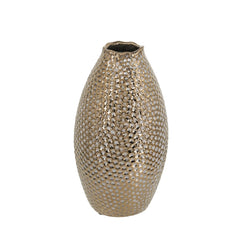 Decorative Ceramic Vase with Textured Bronze Finish perspective