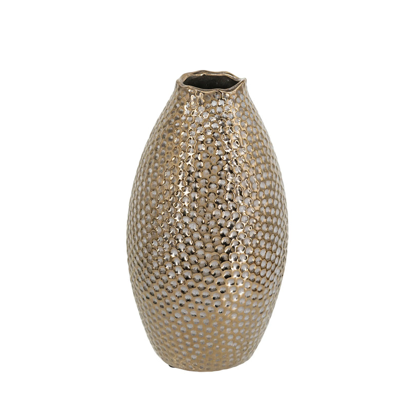 Decorative Ceramic Vase with Textured Bronze Finish