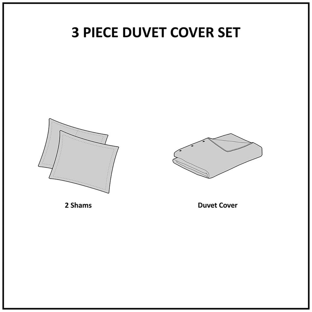King/Cal King 3 Piece Cotton Jacquard Duvet Cover Set Media 19