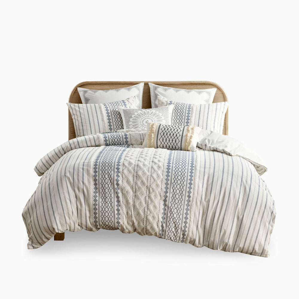King/Cal King Cotton Printed Duvet Cover Set with Chenille Media 16