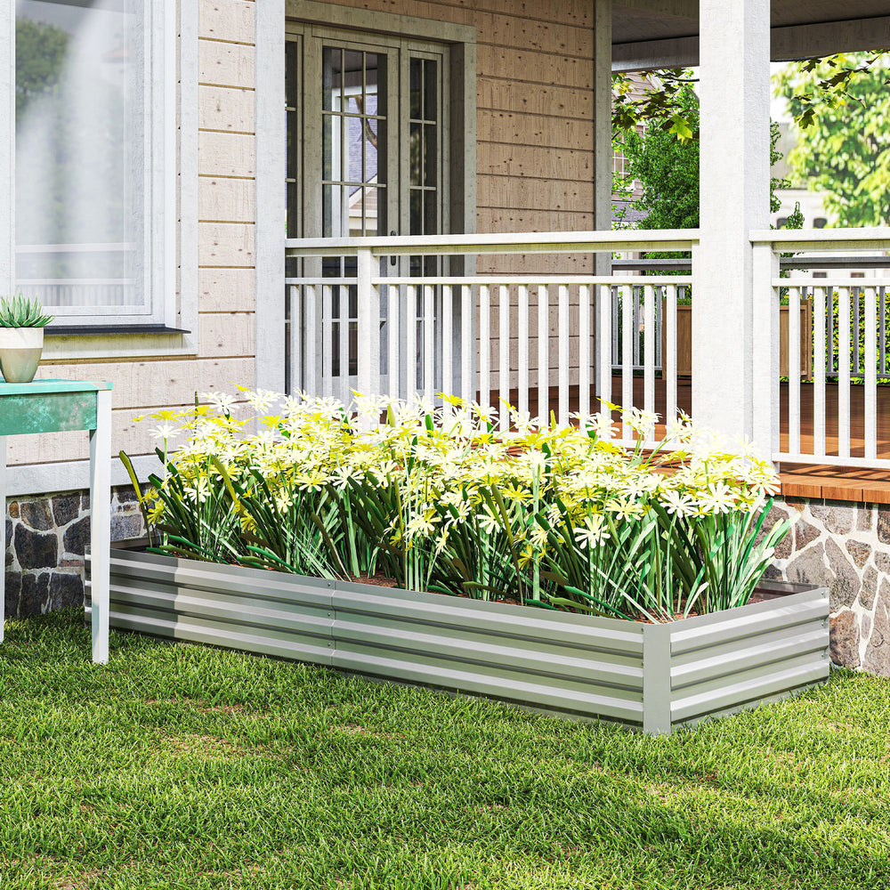 Outsunny 95' x 36' x 12' Galvanized Raised Garden Bed, Metal Elevated Planter Box, Easy DIY and Cleaning for Growing Flowers, Herbs, Silver Media 3