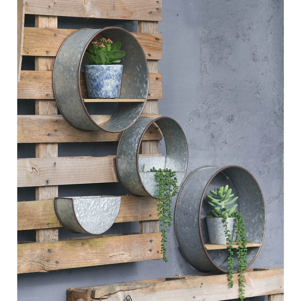 S/5 Zale Round Wall Planters SHELF Media 4