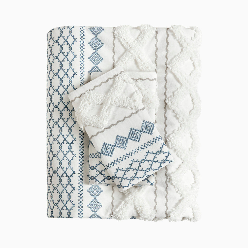 King/Cal King Cotton Printed Duvet Cover Set with Chenille Media 9
