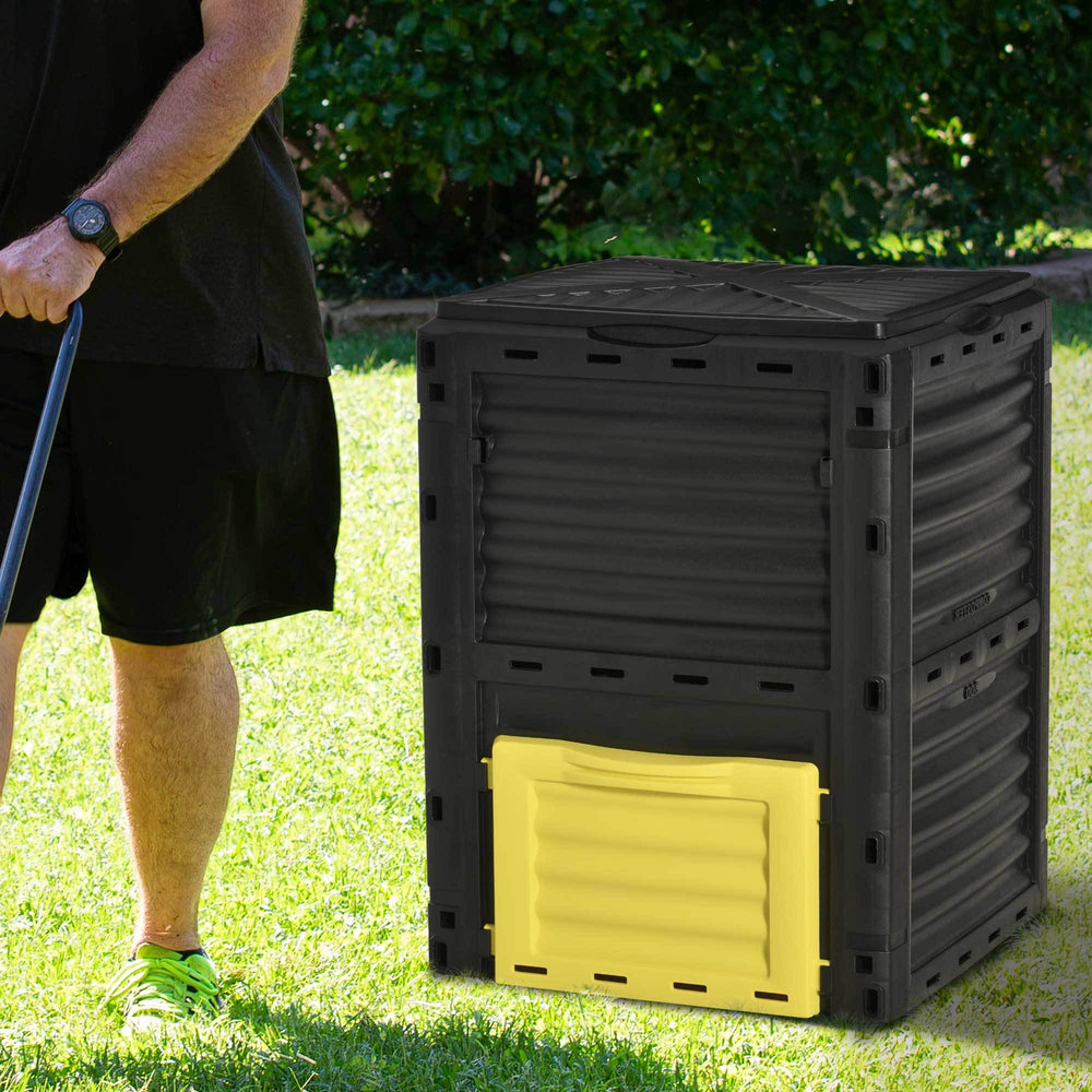 Outsunny Garden Compost Bin 80 Gallon Outdoor Large Capacity Composter Fast Create Fertile Soil Aerating Box, Easy Assembly, Yellow Media 9