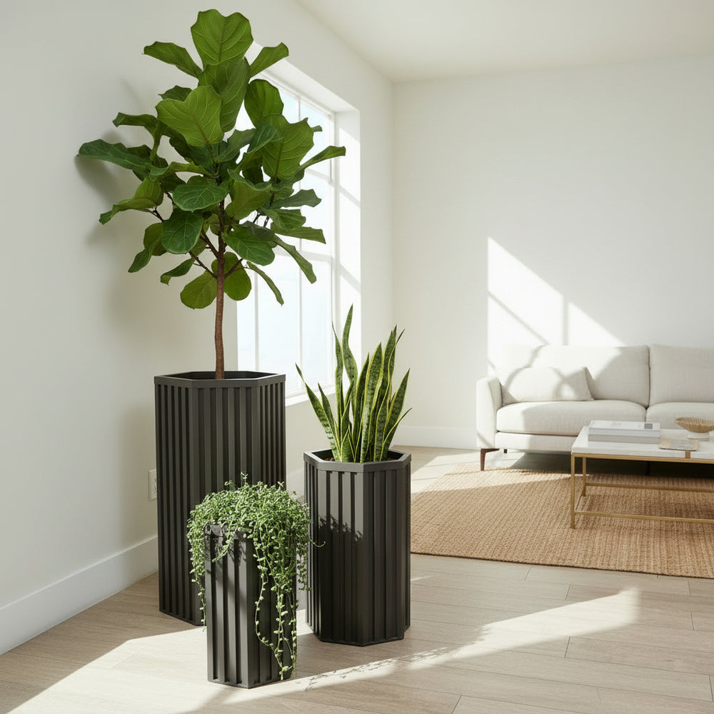 Hexagon Column Planter MD - Dark Bronze Media 6