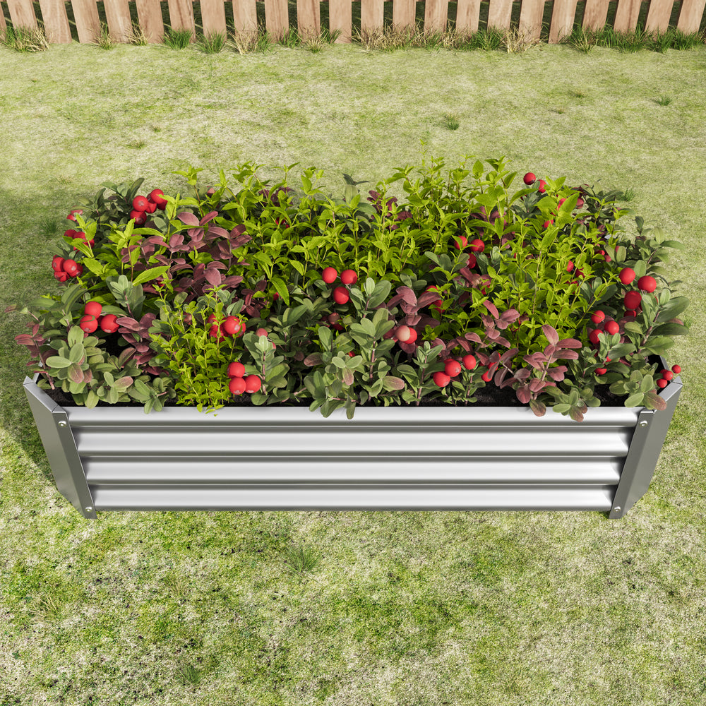 Metal Raised Garden Bed, Rectangle Raised Planter 4×2×1ft  for Flowers Plants, Vegetables Herb  Silver Media 1