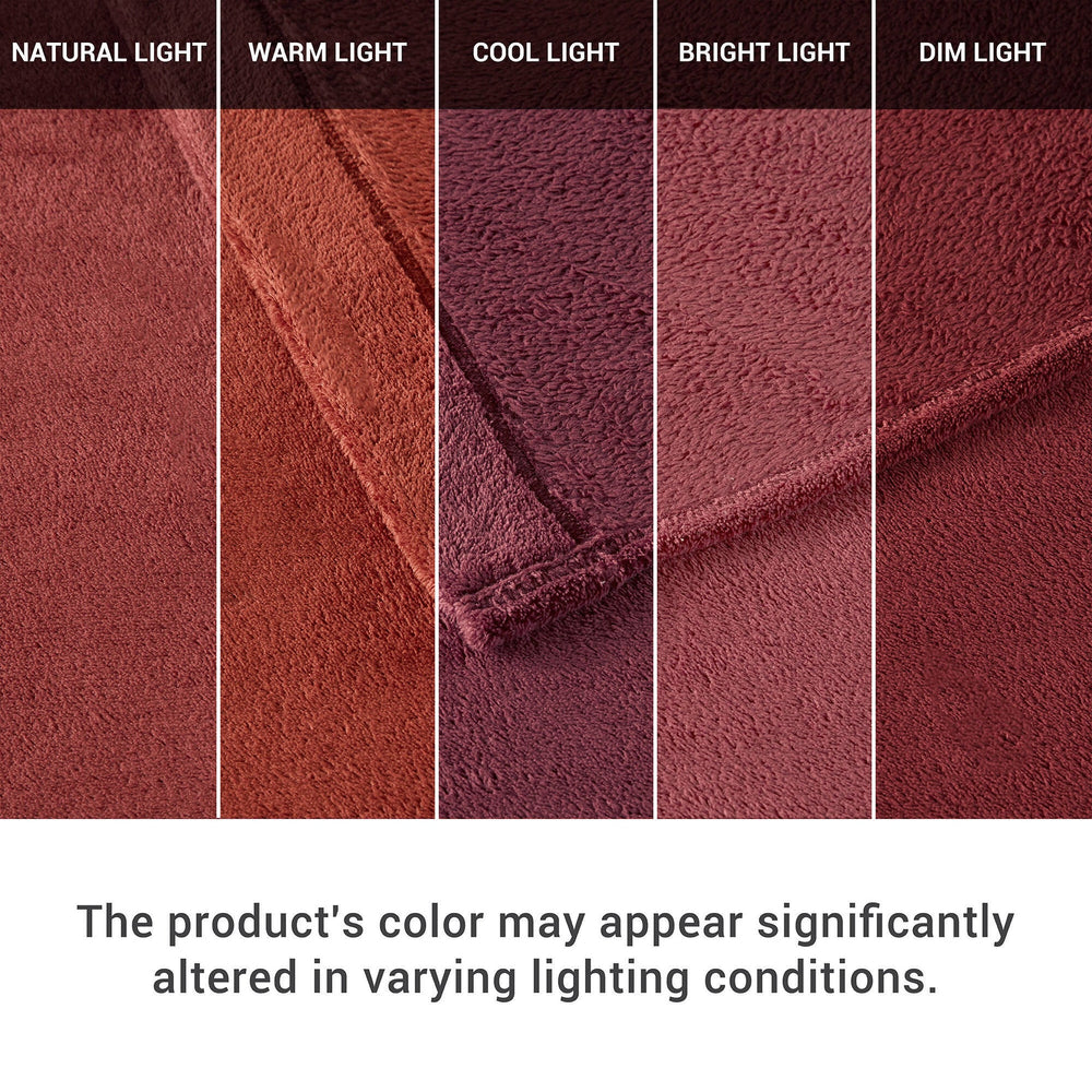 4 PCS King Micro Plush Sheet Set Burgundy Media 2