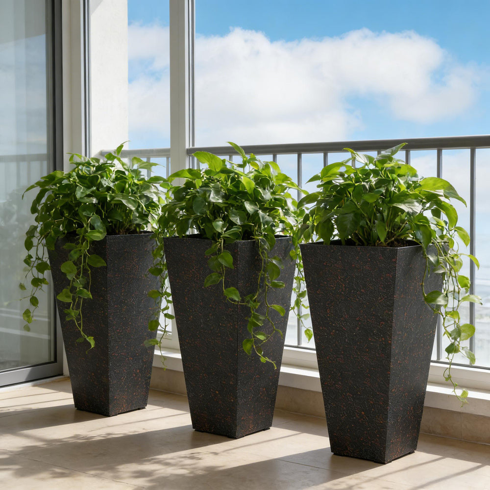 Set of 3 Flower Pots,Tall Planters Media 1