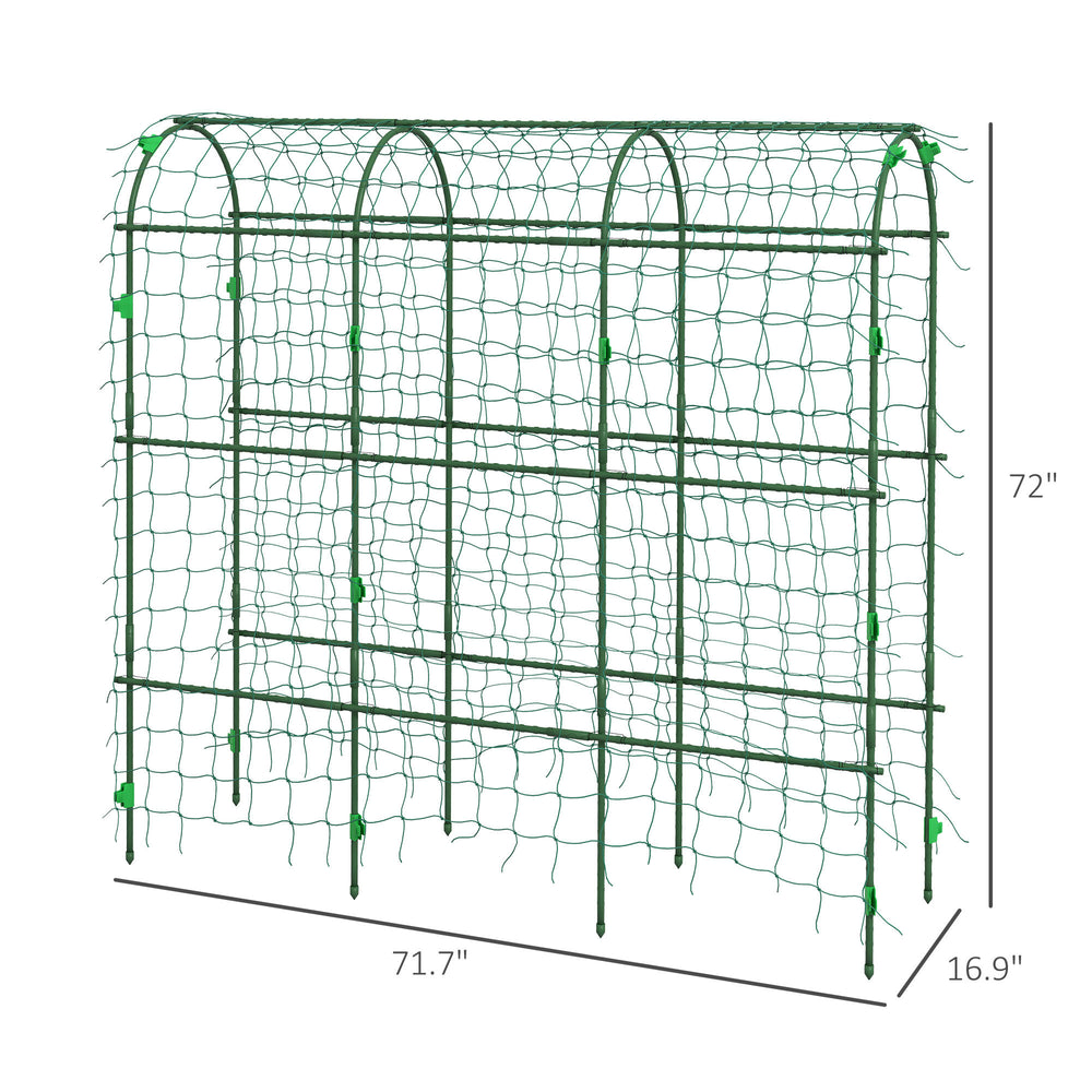 Outsunny Cucumber Trellis, 6' Tall Arch Trellis for Climbing Plants Outdoor, A-Frame, with Plastic Coated Steel Frame and Climbing Net, Support Vegetables, Peas, Fruit & Vines, Green Media 3
