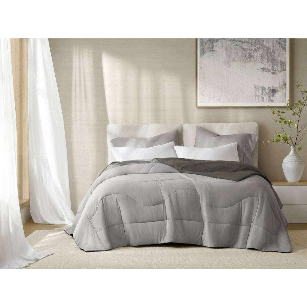 1-Piece Full/Queen Reversible Tencel Comforter Blanket,Gray Media 3