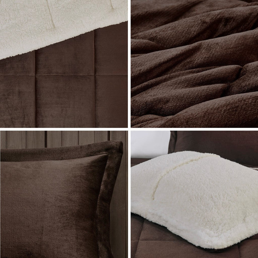 Full/Queen Plush to Sherpa Down Alternative Comforter Set Media 4