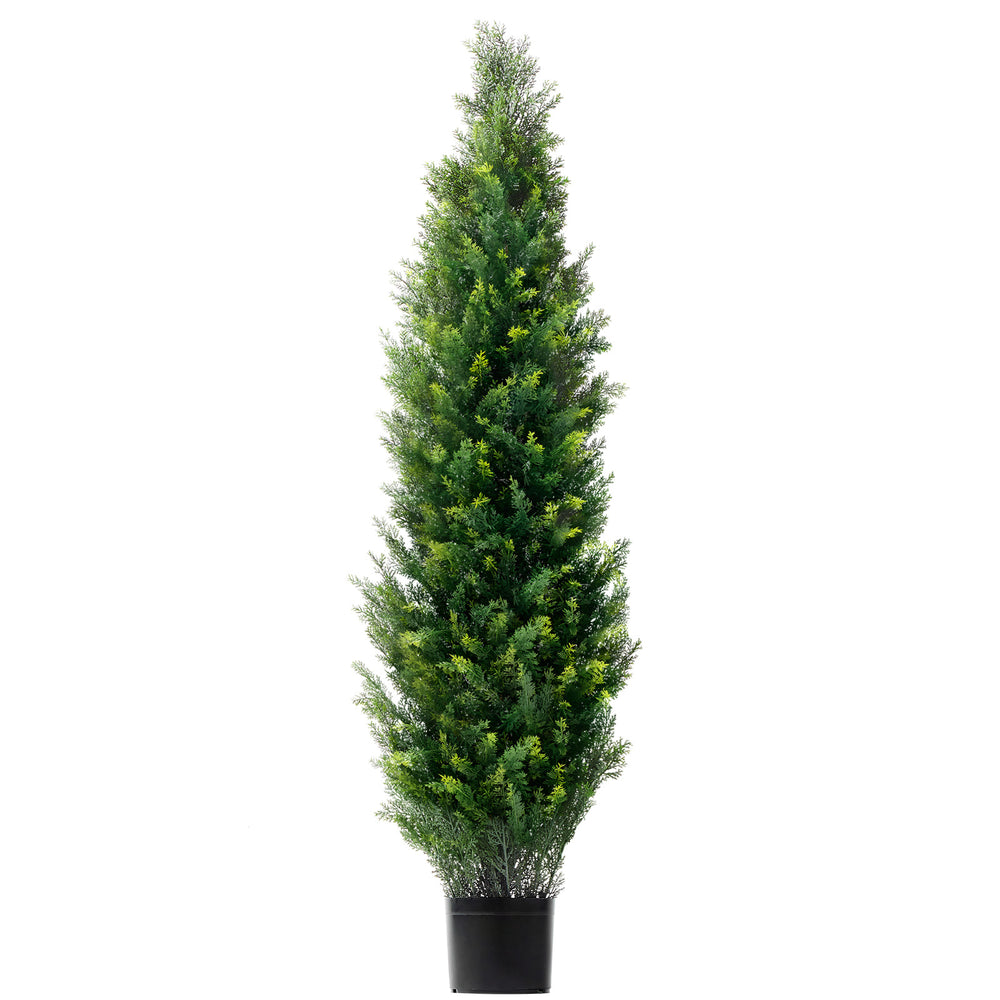 2 Pack 5' Artificial Cedar Topiary Tree Faux Plant UV Decor In/Outdoor Media 3