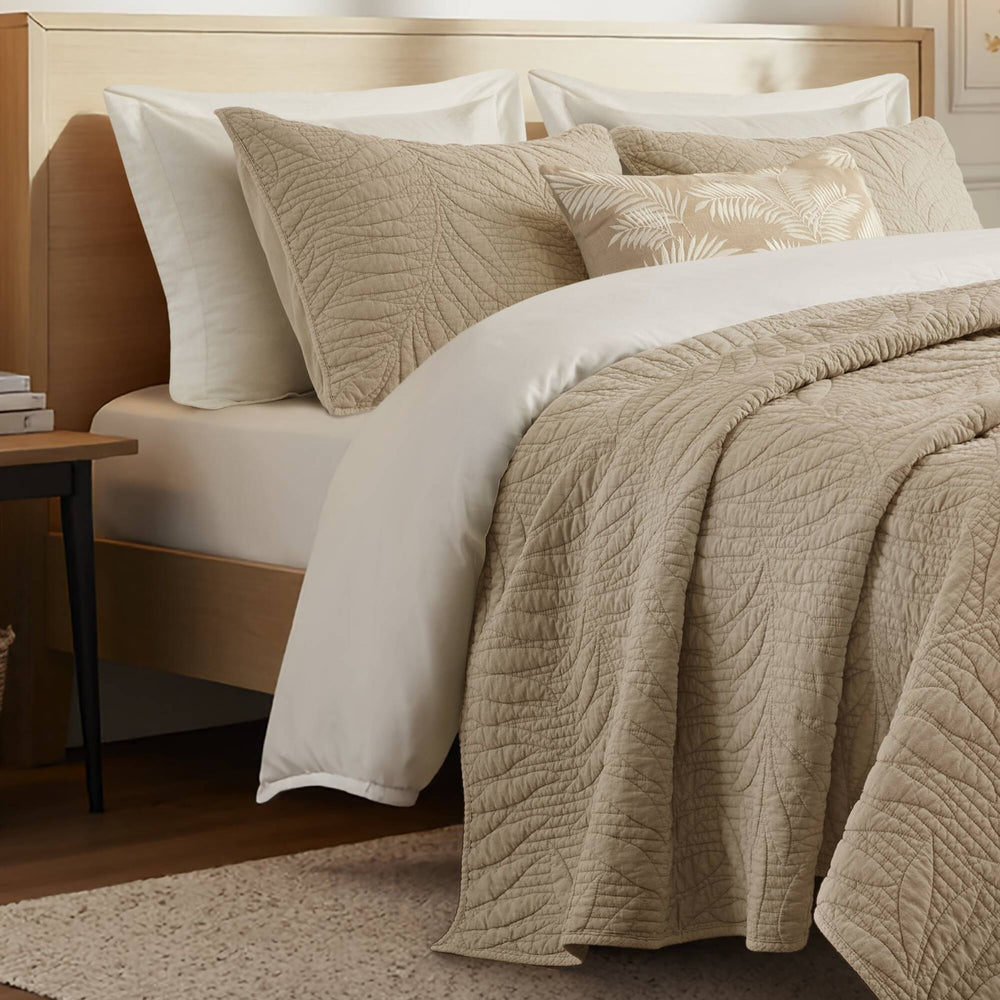 King 3 Piece Cotton Quilt Set Linen Media 11