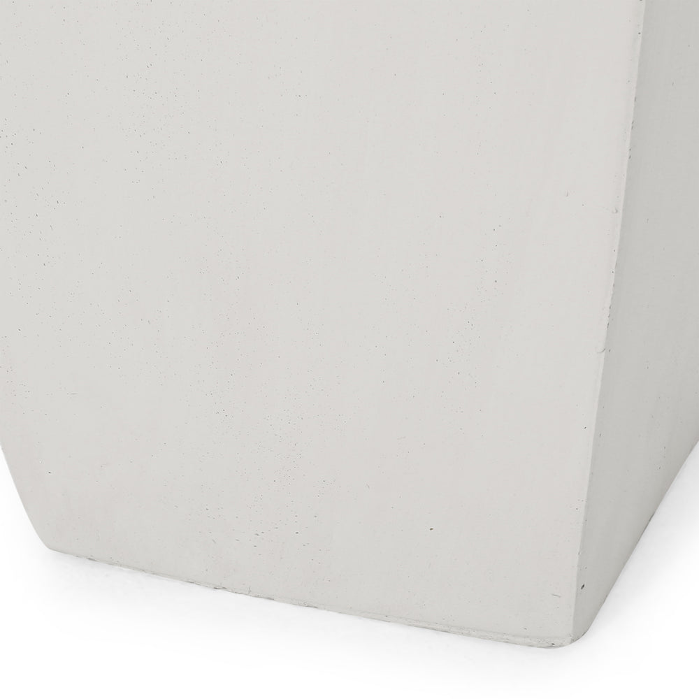 13' Outdoor Modern MGO Small Cast Stone Planter, Matte White Media 8