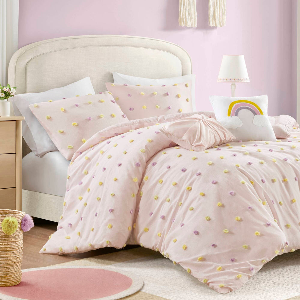 5PCS Full/Queen Cotton Jacquard Pom Pom Comforter Set Media 19