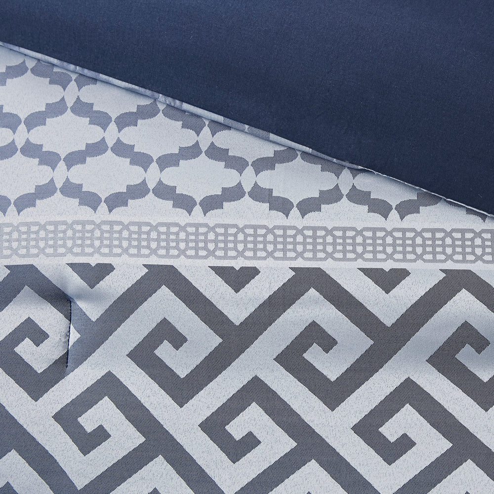 7 Piece Jacquard Comforter Set Navy Queen Media 11
