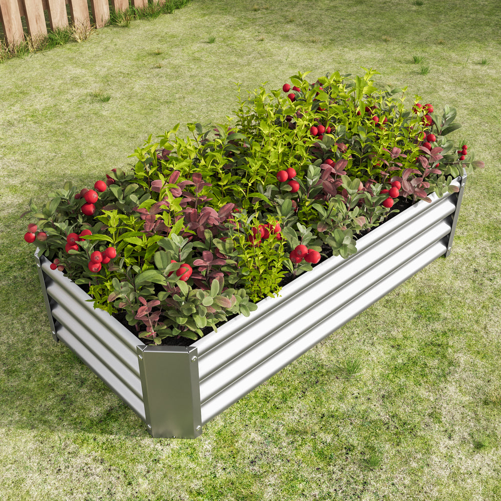 Metal Raised Garden Bed, Rectangle Raised Planter 4×2×1ft  for Flowers Plants, Vegetables Herb  Silver Media 10