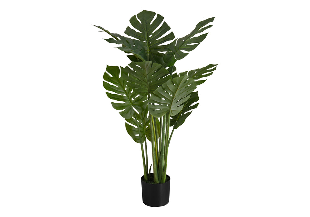 Artificial Plant, 45' Tall, Monstera Tree, Indoor, Faux, Fake, Floor, Greenery, Potted, Real Touch, Decorative, Green Leaves, Black Pot Media 2