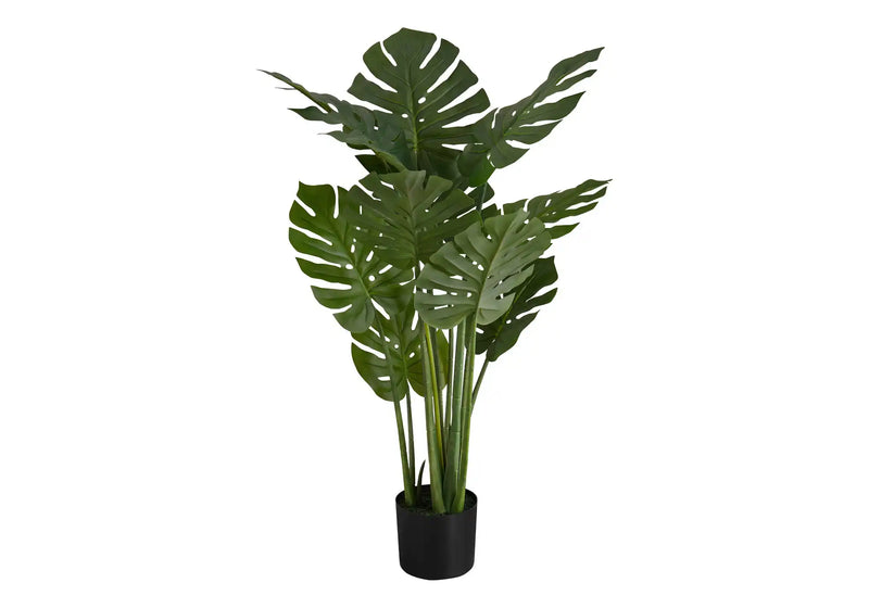 Artificial Plant, 45' Tall, Monstera Tree, Indoor, Faux, Fake, Floor, Greenery, Potted, Real Touch, Decorative, Green Leaves, Black Pot