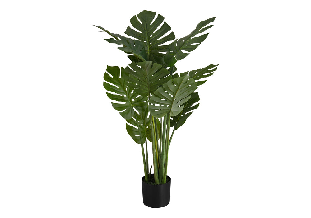 Artificial Plant, 45' Tall, Monstera Tree, Indoor, Faux, Fake, Floor, Greenery, Potted, Real Touch, Decorative, Green Leaves, Black Pot Media 2