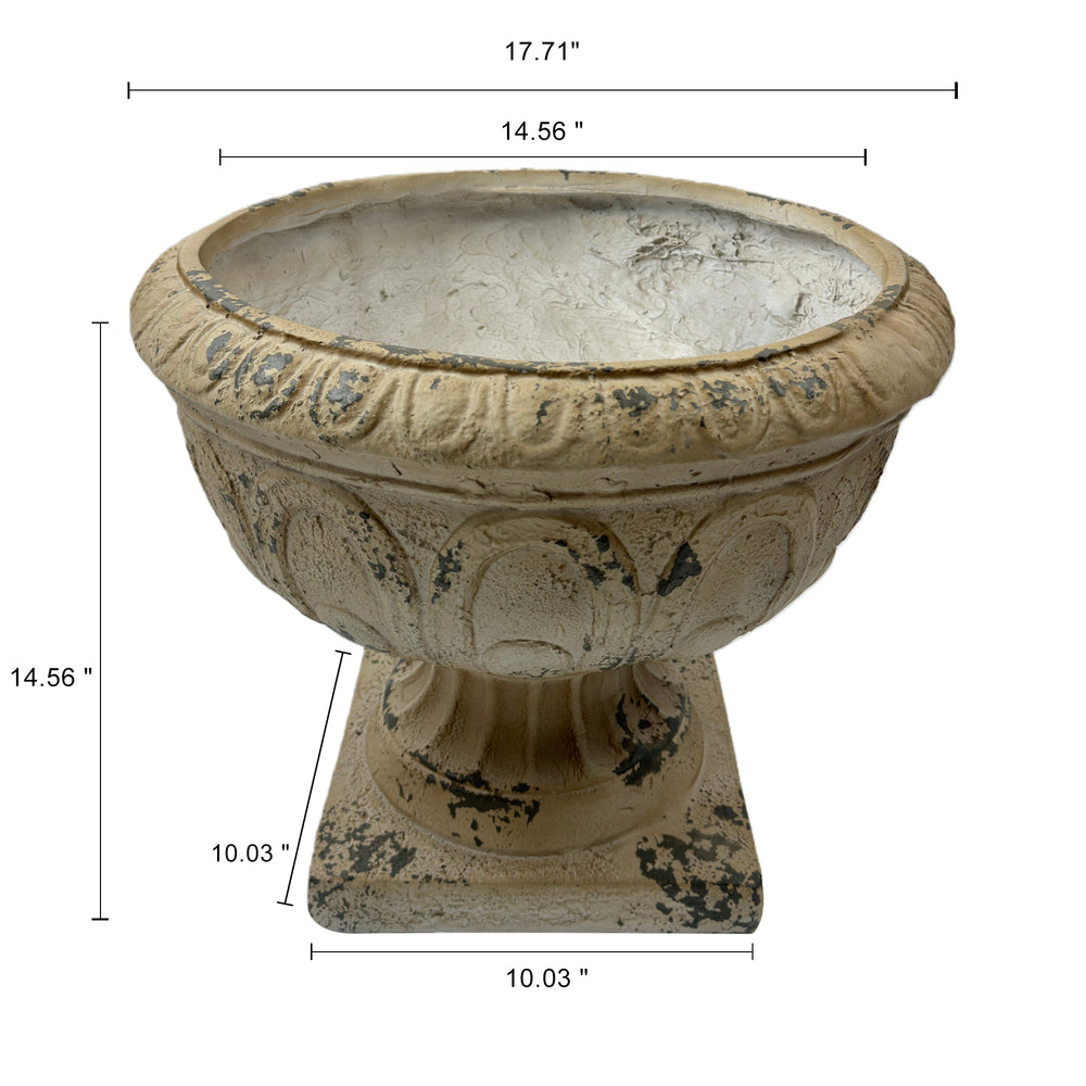 MGO Garden Planter, Garden decoration and planting,Color Antique White, Side 17.71'L X 17.71'W X 14.56'' H Media 5