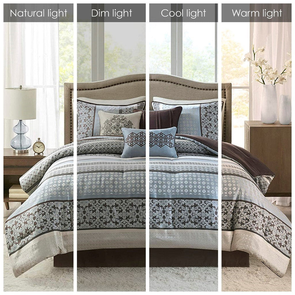 7 Piece Comforter Set Blue King Media 6