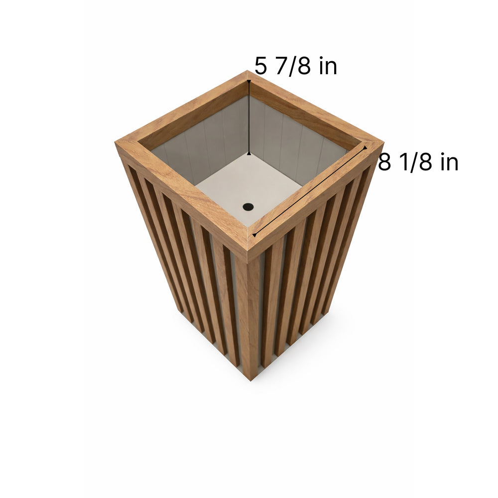 Square Grove Column Planter - Medium Brown Media 6