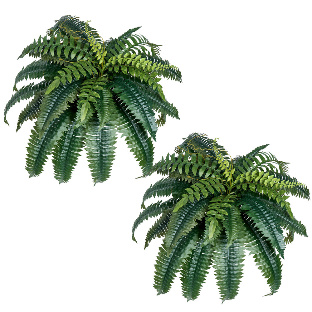 2 Pcs Artificial Boston Ferns Plastic Fern 35 Branches Indoor Outdoor Decor Media 5