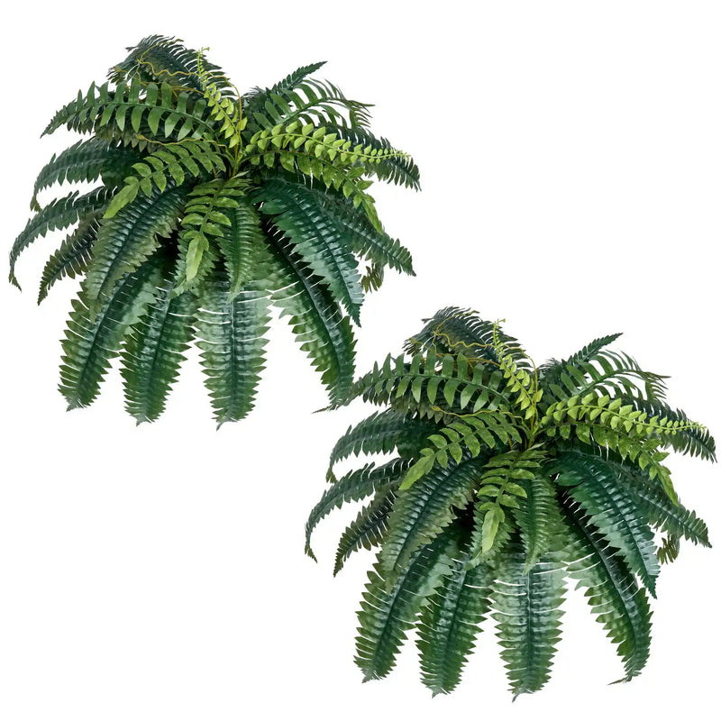 2 Pcs Artificial Boston Ferns Plastic Fern 35 Branches Indoor Outdoor Decor