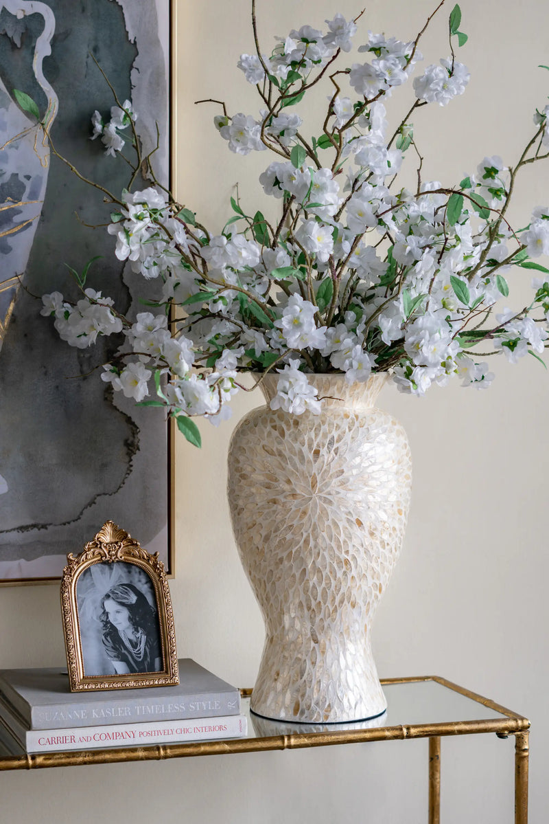 Vase with Gold and White Capiz Shell Design
