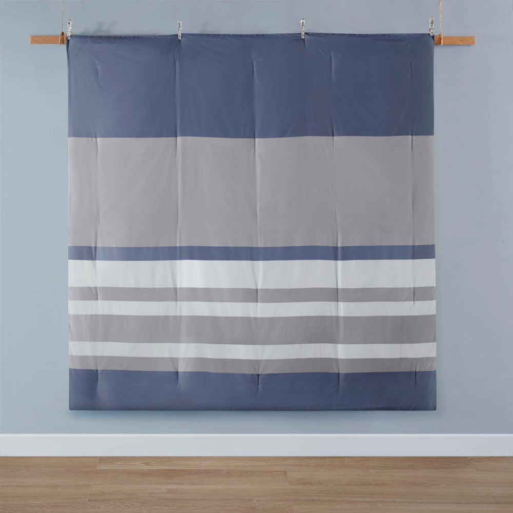 Full Striped Comforter Set with Bed Sheets Media 9
