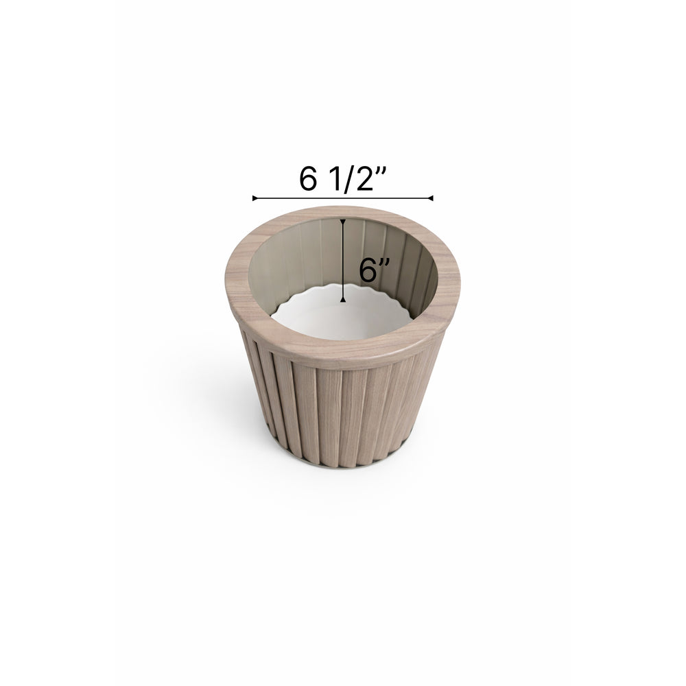 Round Strata Column Planter SM - Ash Brown Media 5