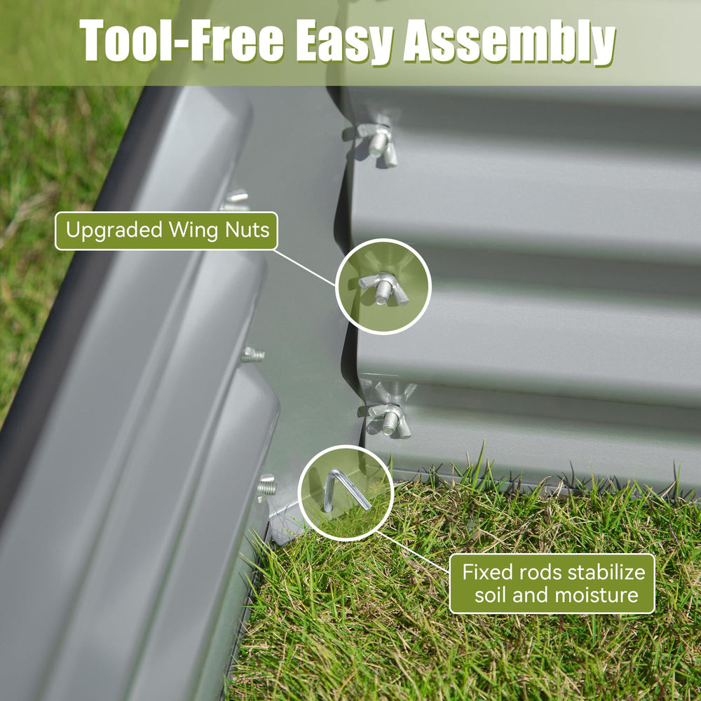 8x4x2 ft Galvanized Raised Garden Bed, Outdoor Planter Garden Boxes Large Metal Planter Box for Gardening Vegetables Fruits Flowers,Silver Media 6