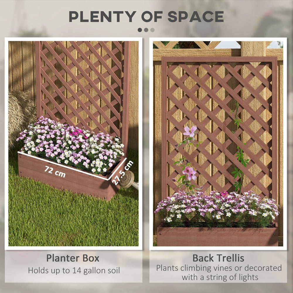 Outsunny Raised Garden Bed with Trellis Lattice, Wood Planter Box with Self Draining Gap, Freestanding Trellis Planter for Climbing Plants, Vines, Flowers, 29.5' x 13.25' x 53.25', Light Brown Media 6