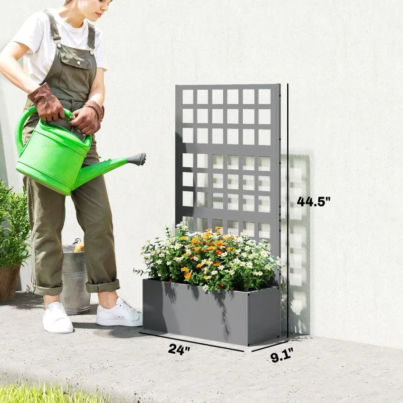 Trellis Planter Box,Raised Garden Bed,Vegetable Box Media 4