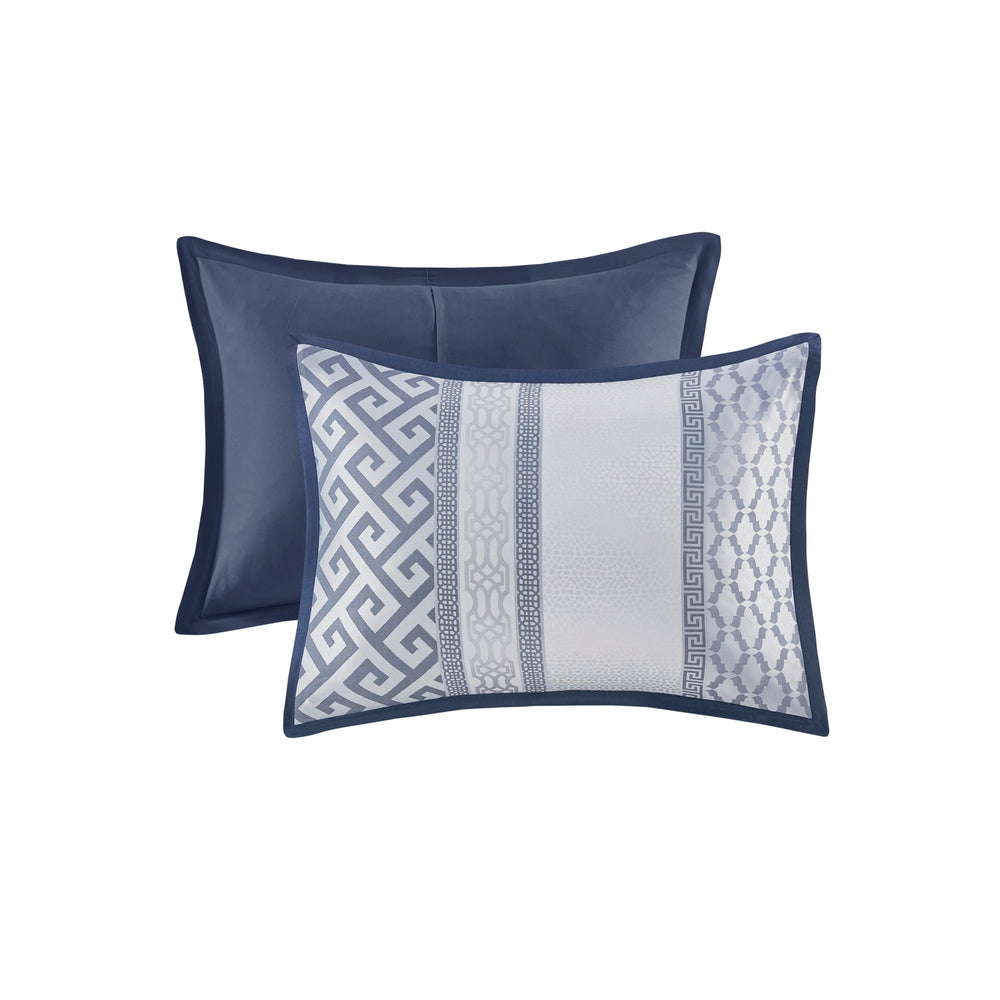 7 Piece Jacquard Comforter Set Navy Queen Media 3