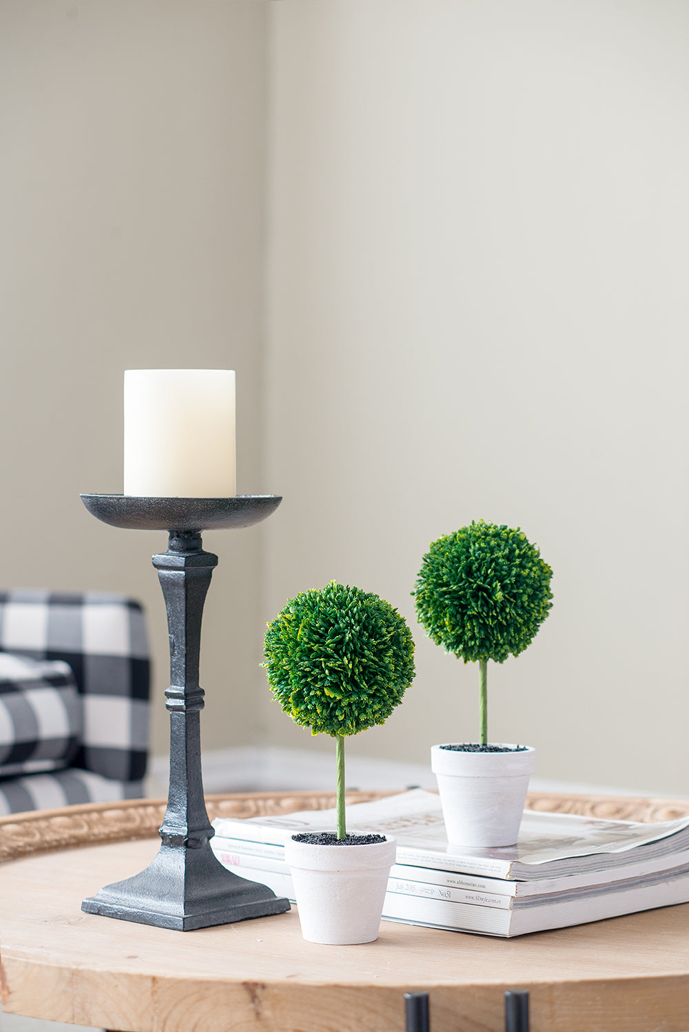 S/3 Mini Faux Topiaries in Cream Pot, 10.6x3.5x9.5' Green Media 5
