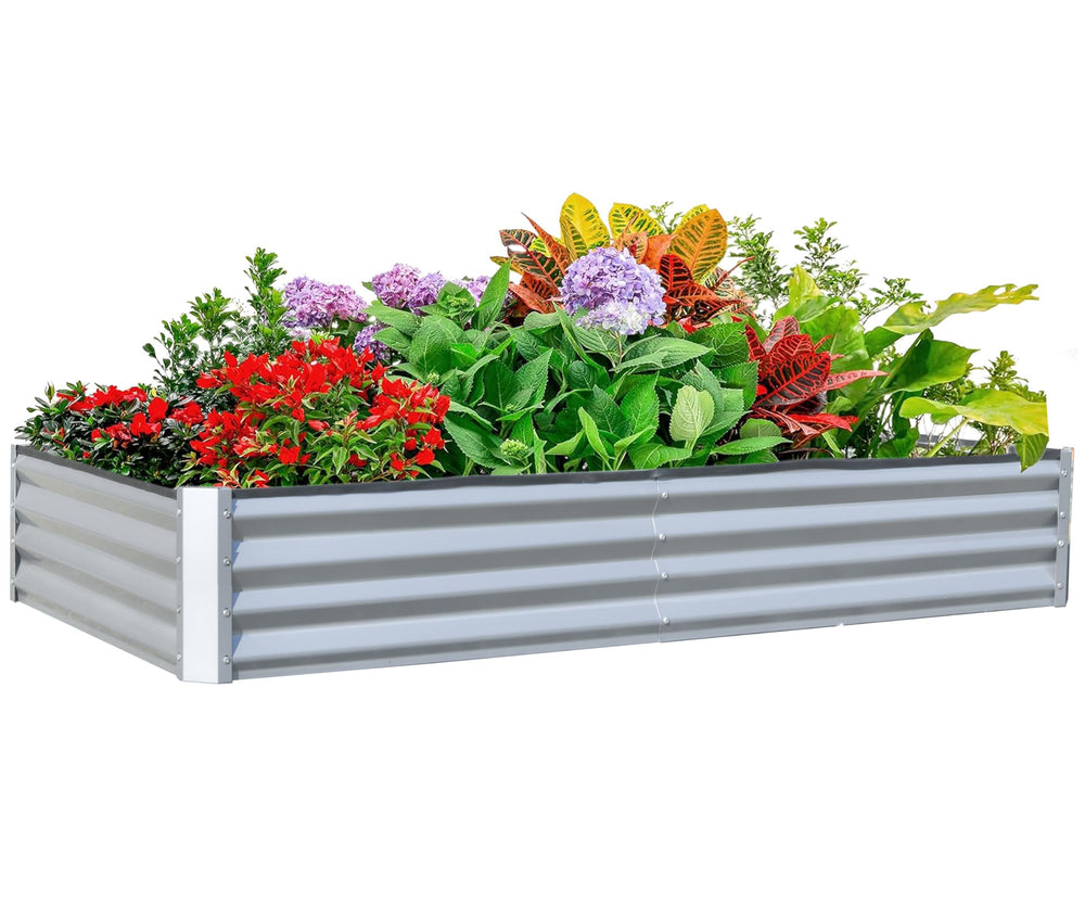 6x3x1ft Galvanized Raised Garden Bed, Outdoor Planter Garden Boxes Large Metal Planter Box for Gardening Vegetables Fruits Flowers, Silvery Media 2