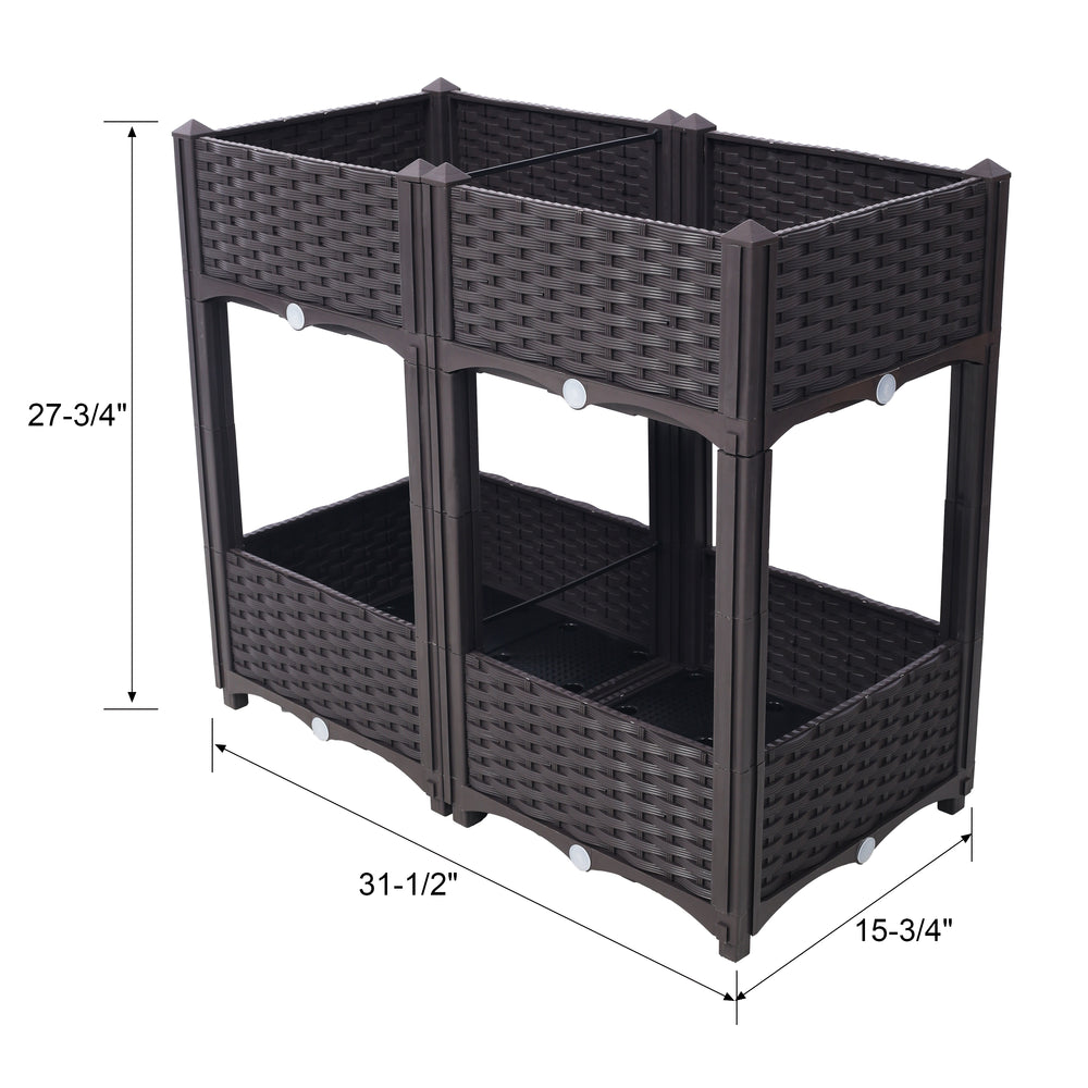 Planter Raised Beds - Elevated Planter Garden Box with Drainage Plug Raised Garden Beds for Vegetable/Flower/Herb Outdoor Standing Planter Beds Gardening Kit,Brown,31.5'x15.7'x27.7' Media 10
