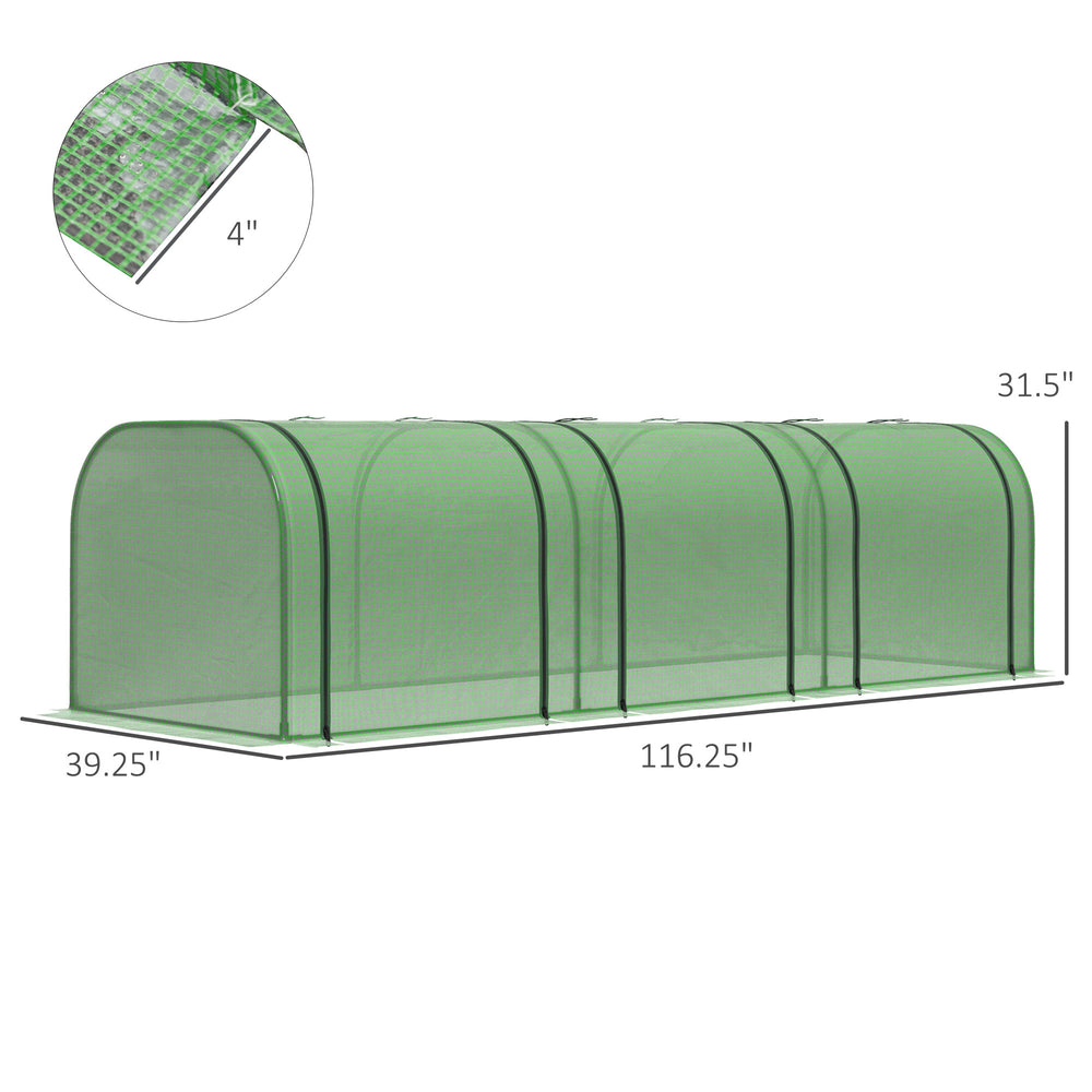 10' x 3' x 2.5' Mini Greenhouse, Portable Tunnel Green House with Roll-Up Zippered Doors, UV Waterproof Cover, Steel Frame, Green Media 2