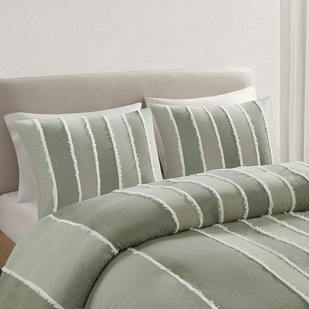 King/Cal King 3 Piece Striped Cotton Duvet Cover Set Media 18