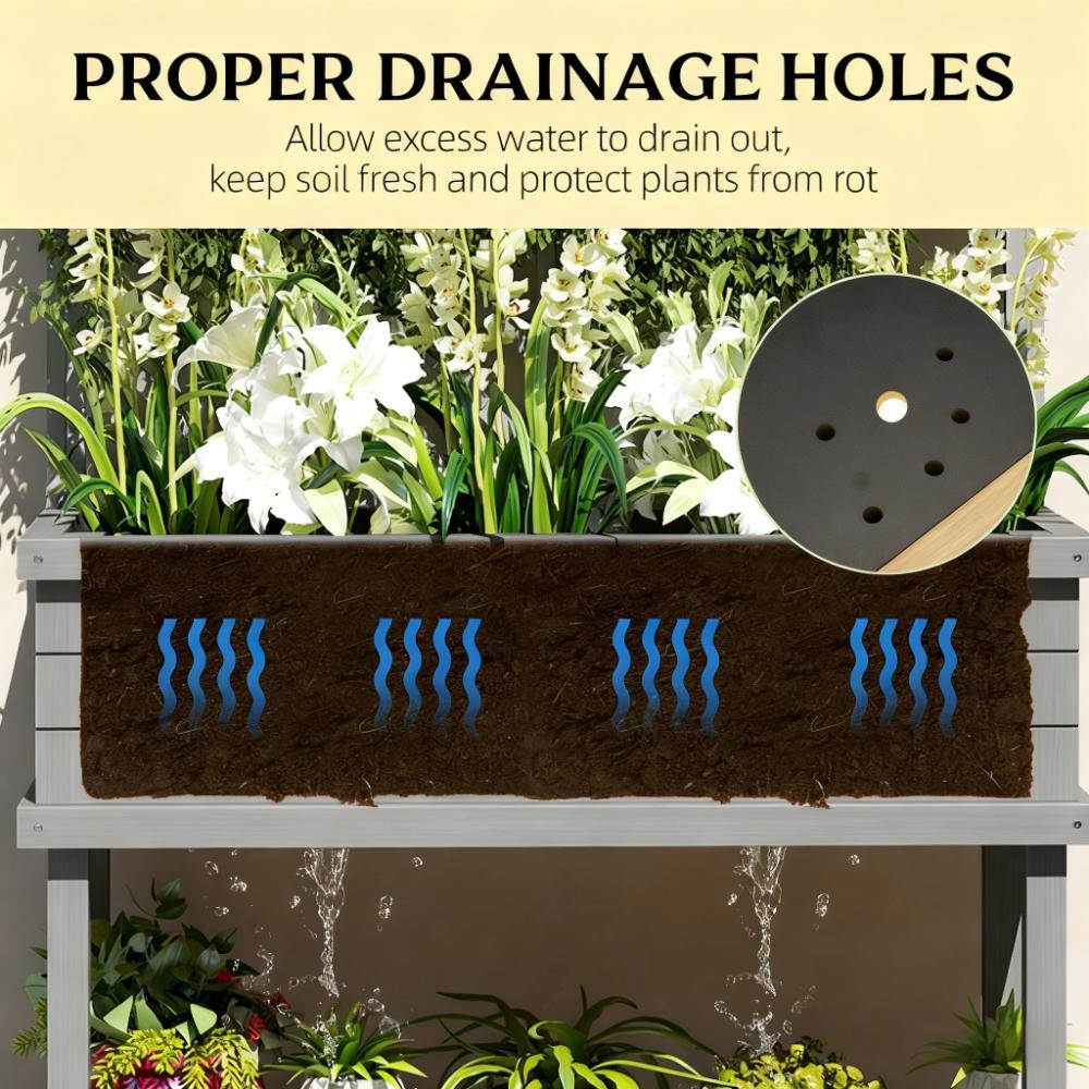 Spacious Raised Garden Bed,Elevated Wood Planter with Trellis for Climbing Plants,with Legs and Drainage Holes Media 5