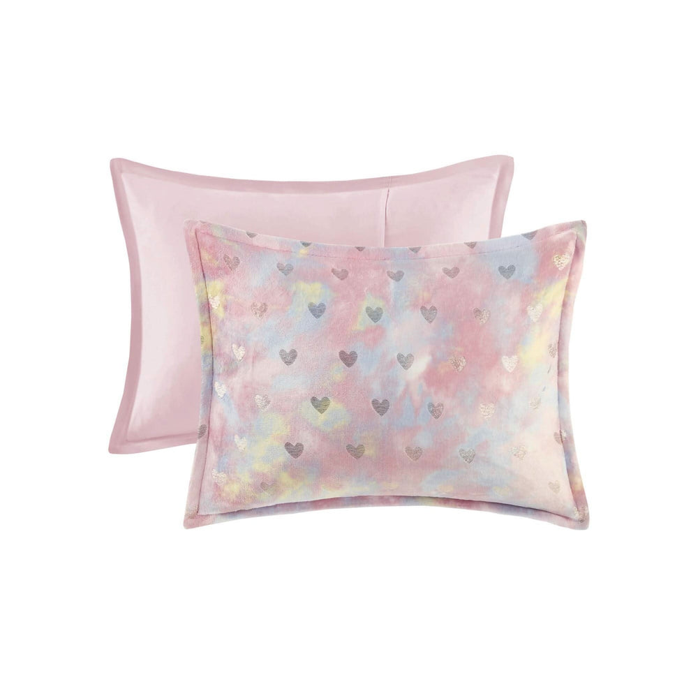 Plush Comforter Set Metallic Print & Throw Pillow Included Full Queen Media 2