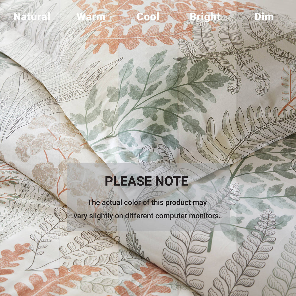 3-Piece Full/Queen 100% Cotton Sateen Duvet Cover Set,Terracotta/Linen Media 8