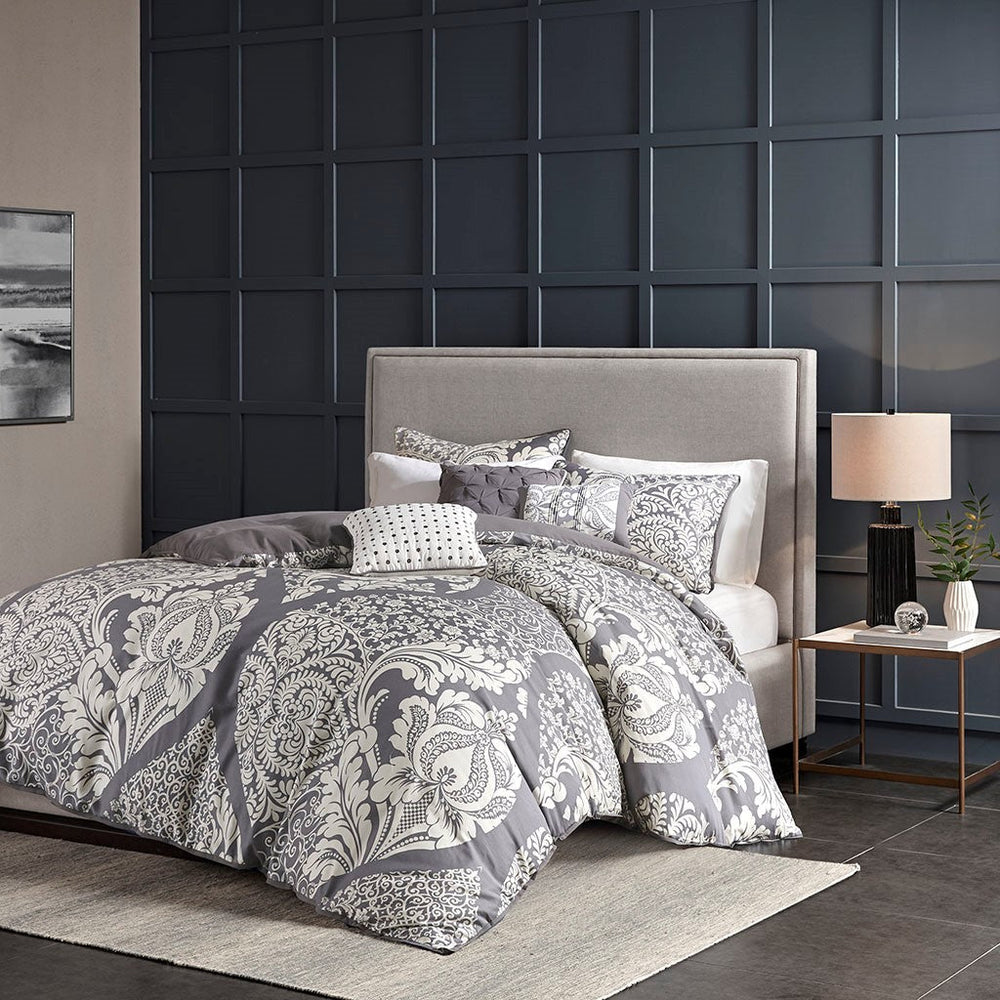 Full/Queen 6 Piece Printed Duvet Cover Set Media 2