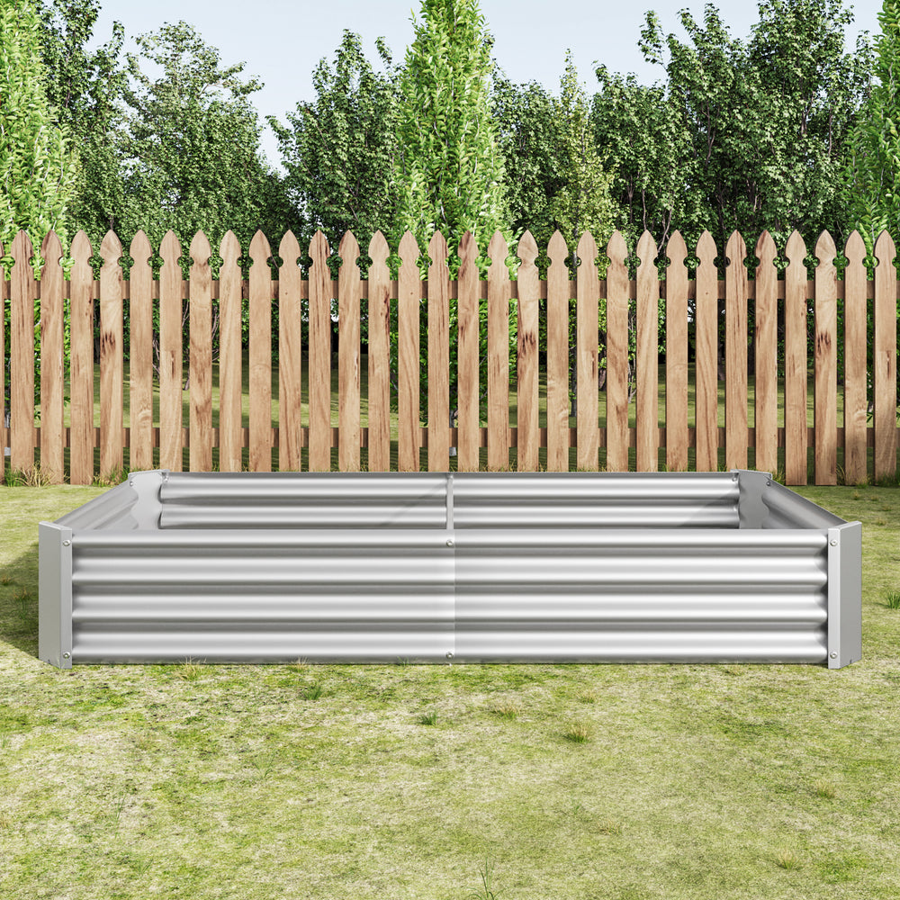 Raised Garden Bed Outdoor, 6×3×1ft , Metal Raised  Rectangle Planter Beds for Plants, Vegetables, and Flowers - Silver Media 3