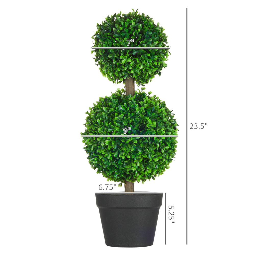 HOMCOM Artificial Plant for Home Decor Indoor & Outdoor Fake Plants Artificial Tree in Pot, 2 Ball Boxwood Topiary Tree for Home Office, Living Room Decor, Green Media 7