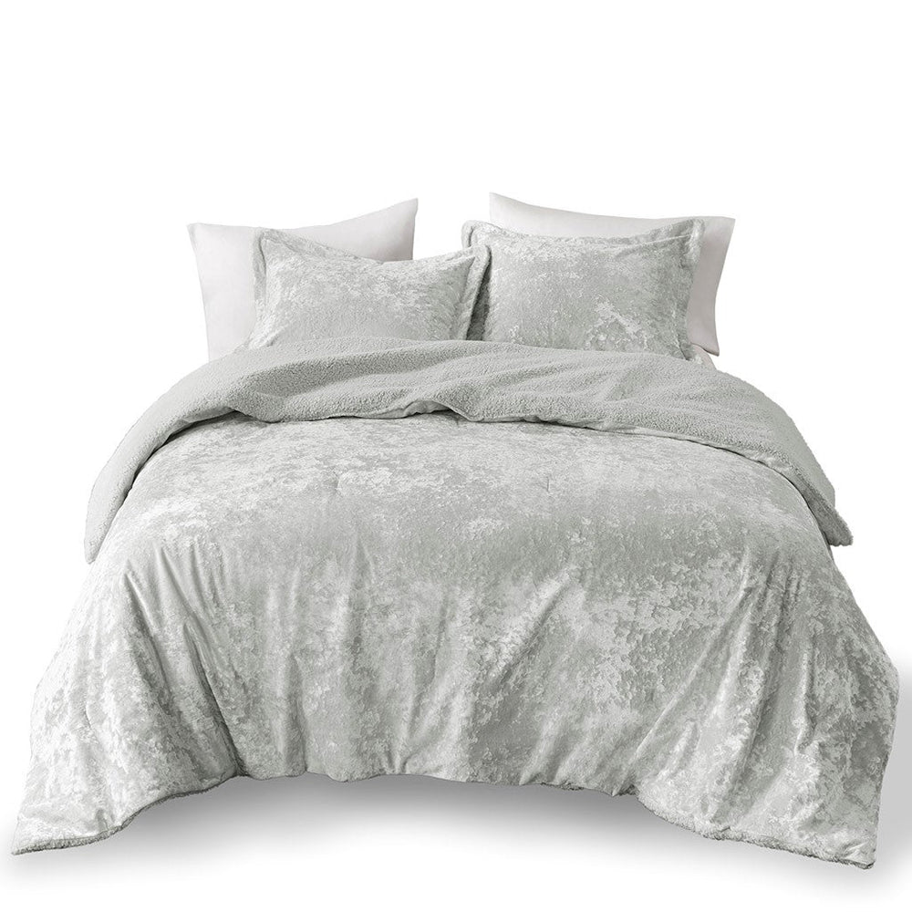 King/Cal King Crushed Velvet Sherpa Reversible Comforter Set Media 3