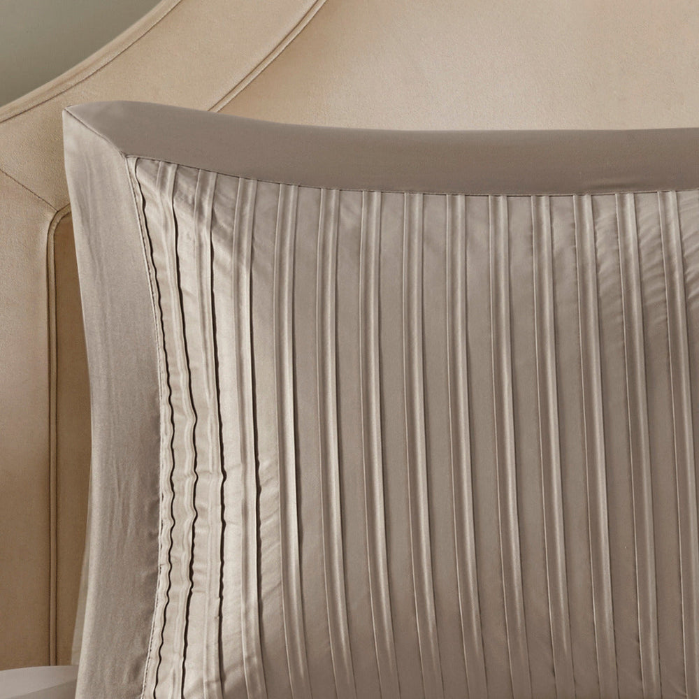 7 Piece Polyester Charmeuse Comforter Set Taupe King Media 12