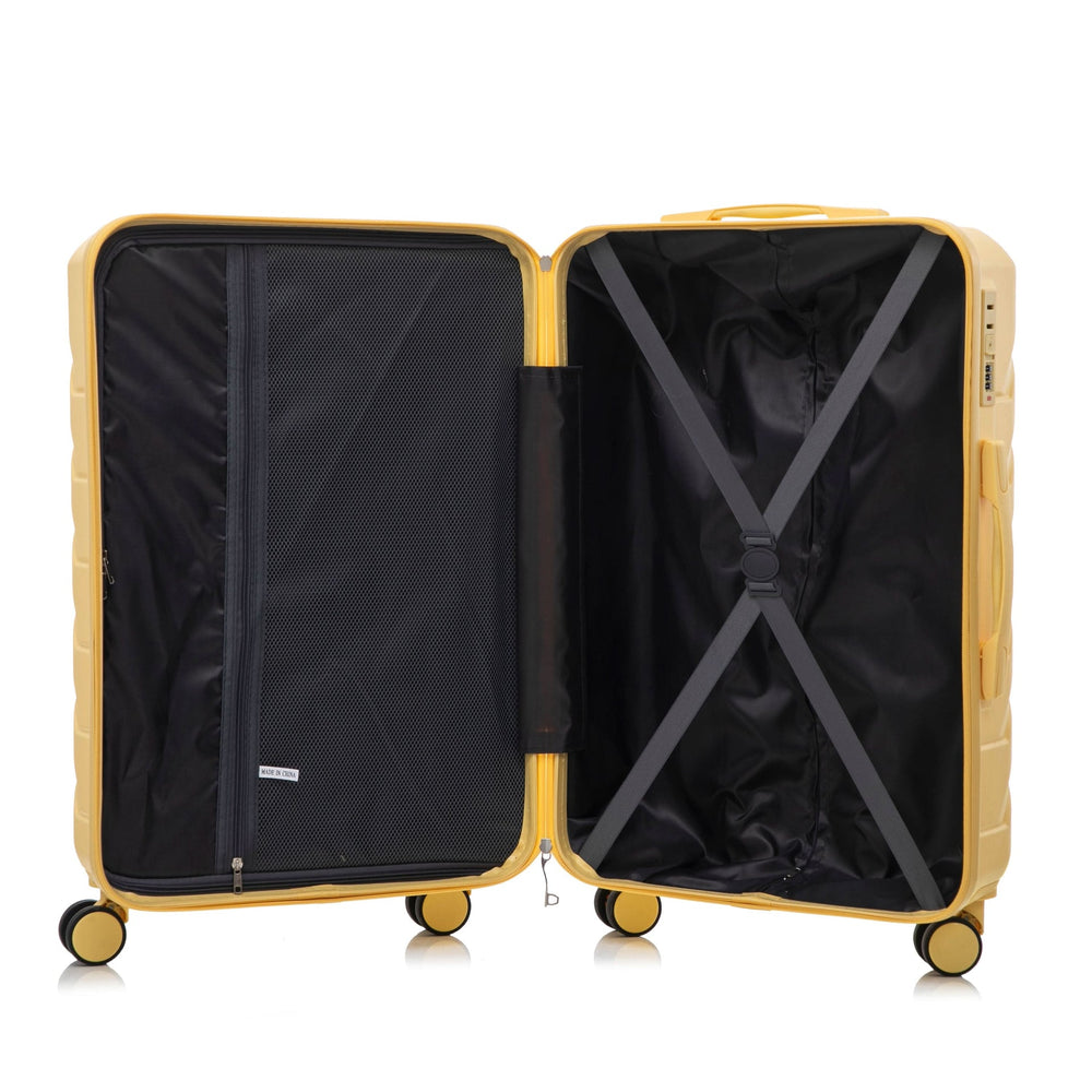 ABS Luggage Set Spinner Wheel 3-Piece Yellow Waterproof Travel Case 20 24 28 Inch Media 18